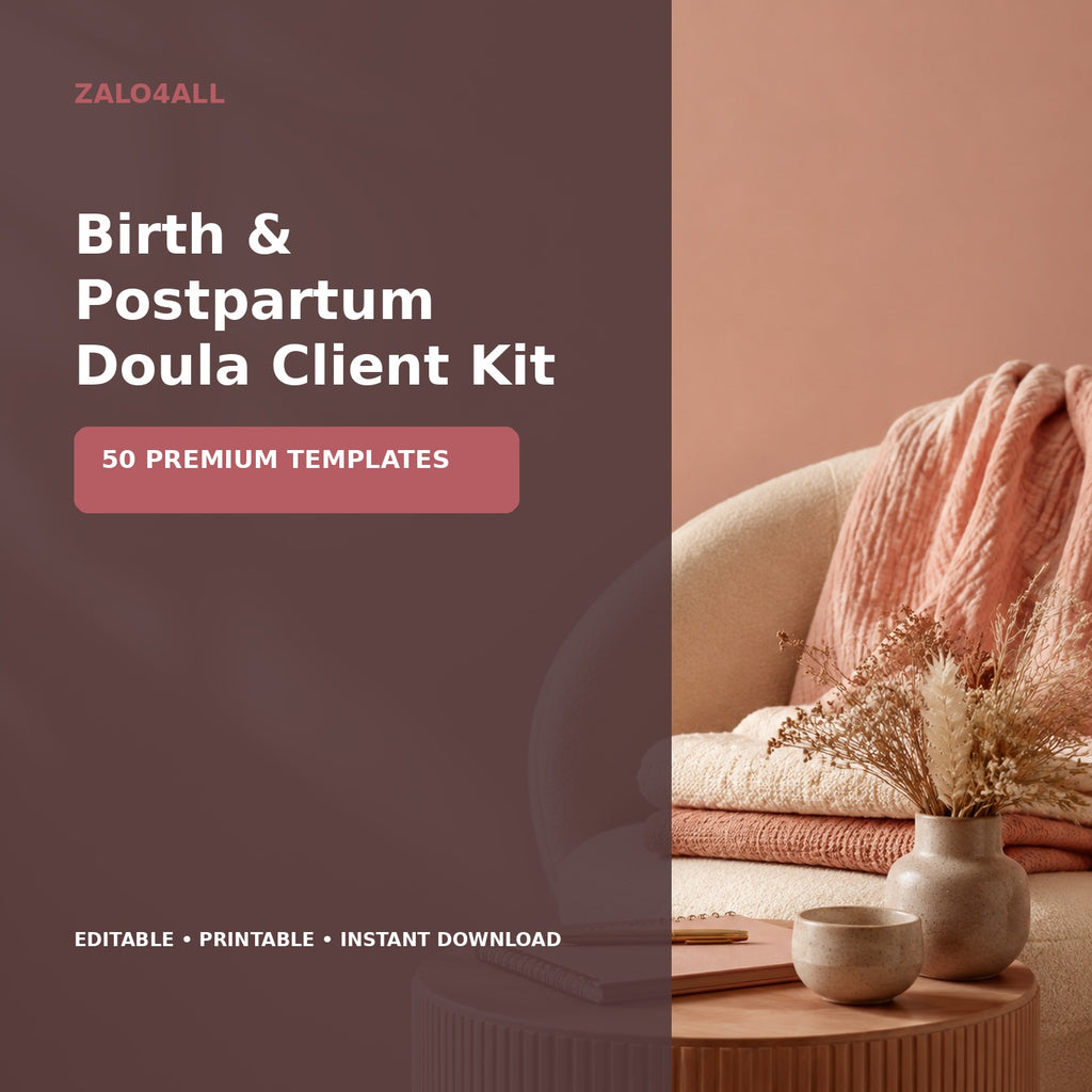 Birth & Postpartum Doula Client Kit | 50 Premium Canva Templates – premium cover
