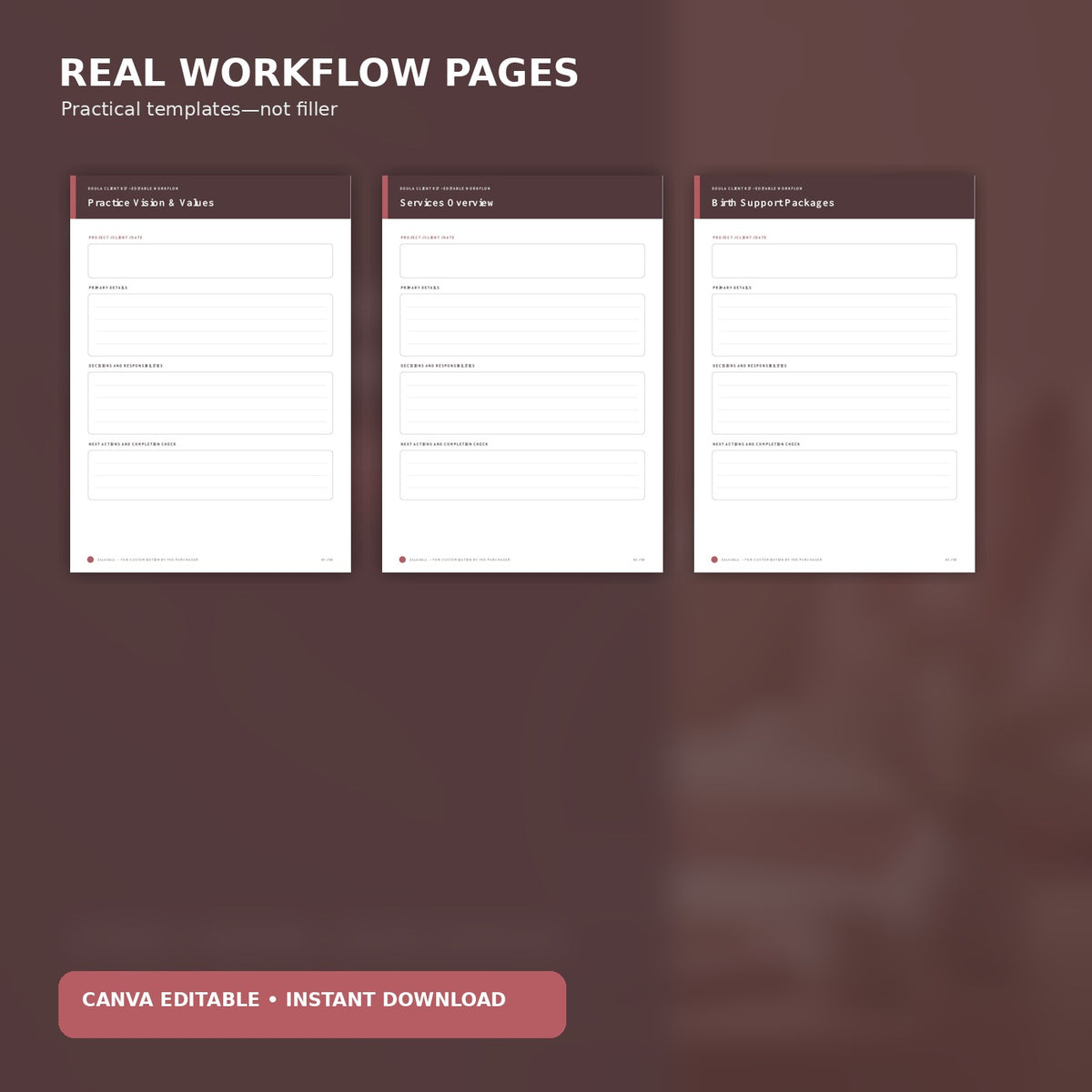 Birth & Postpartum Doula Client Kit | 50 Premium Canva Templates – template preview 1