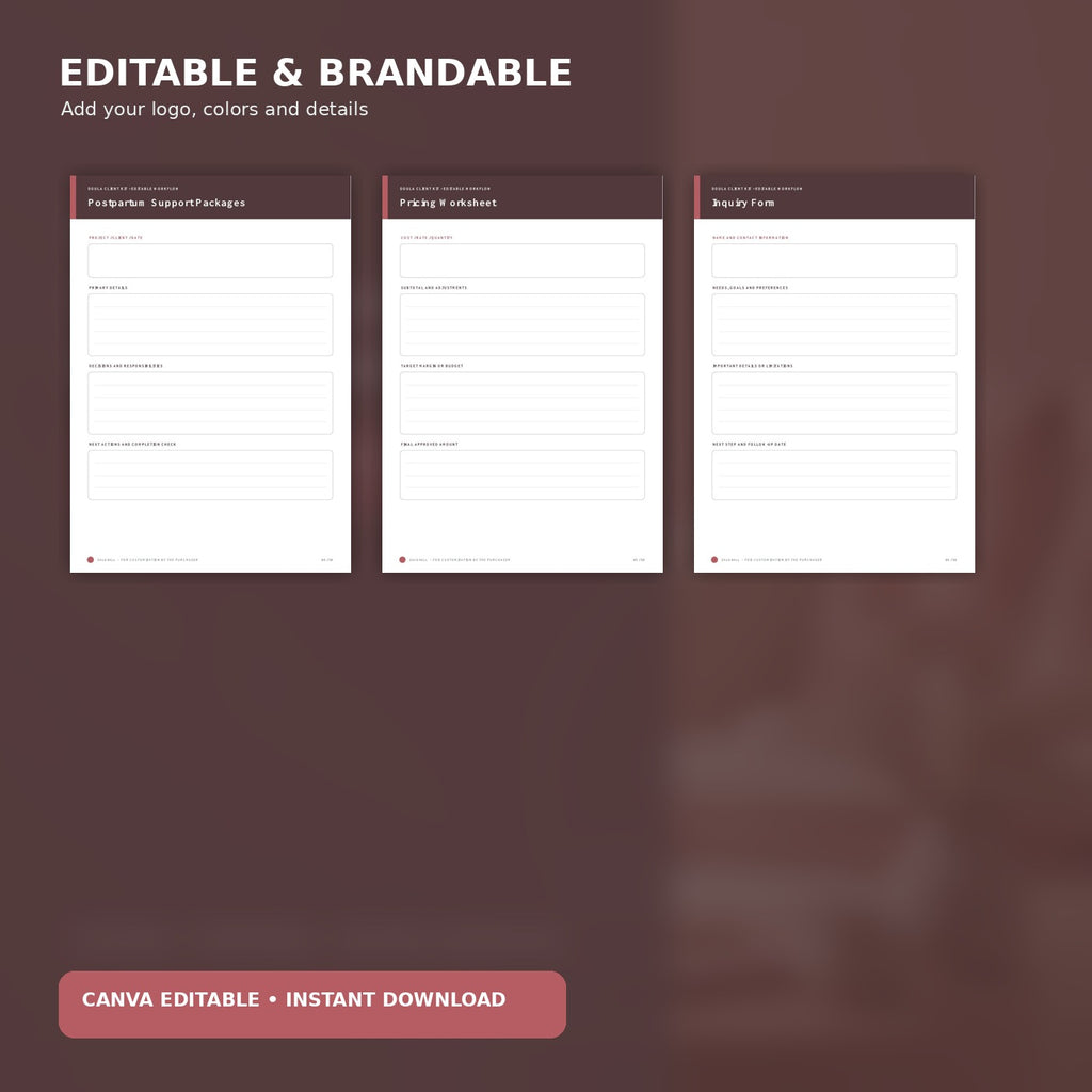 Birth & Postpartum Doula Client Kit | 50 Premium Canva Templates – template preview 2
