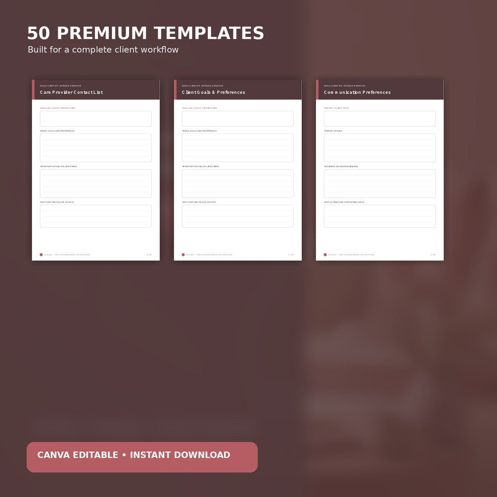 Birth & Postpartum Doula Client Kit | 50 Premium Canva Templates – template preview 4