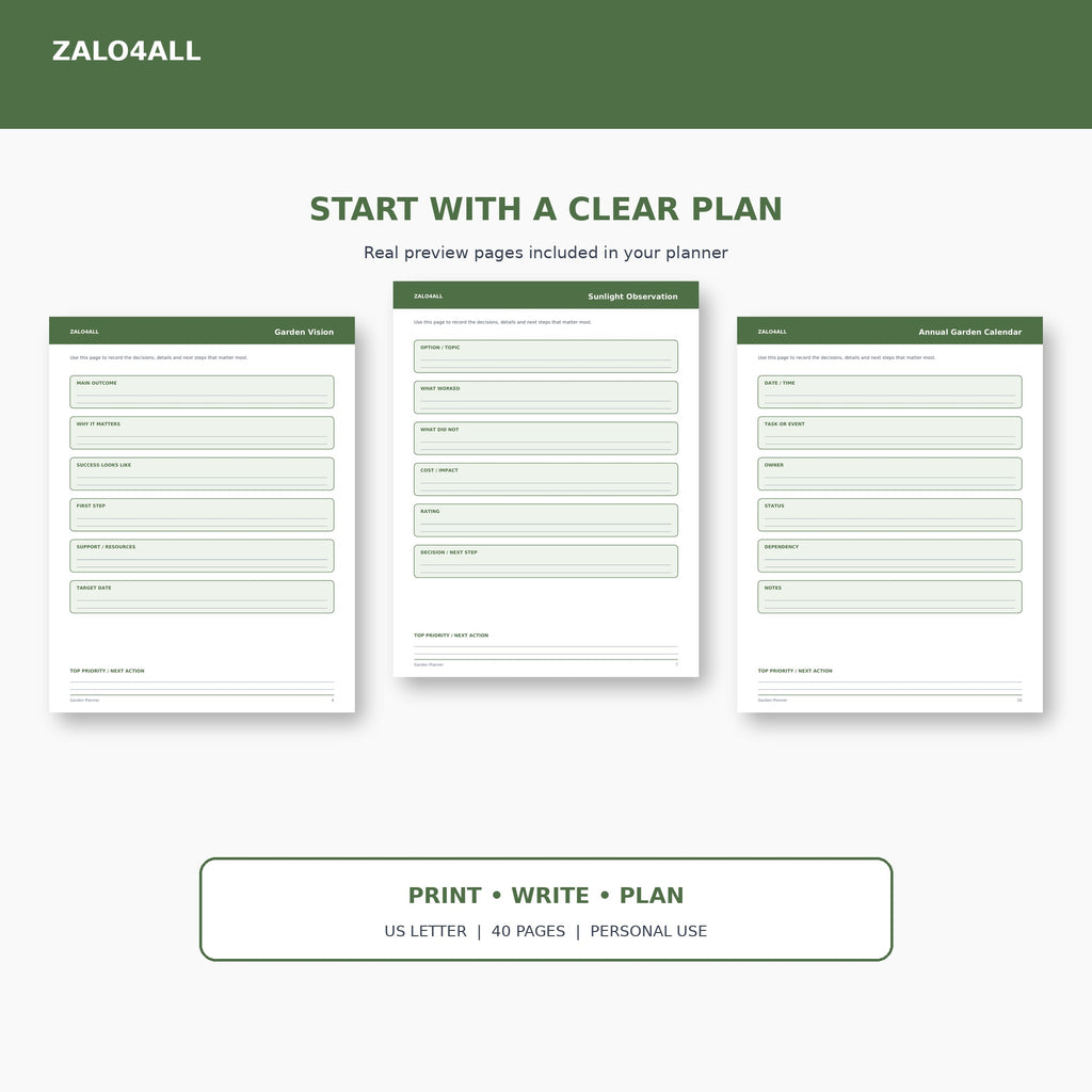 Garden Planner printable planner page preview 1