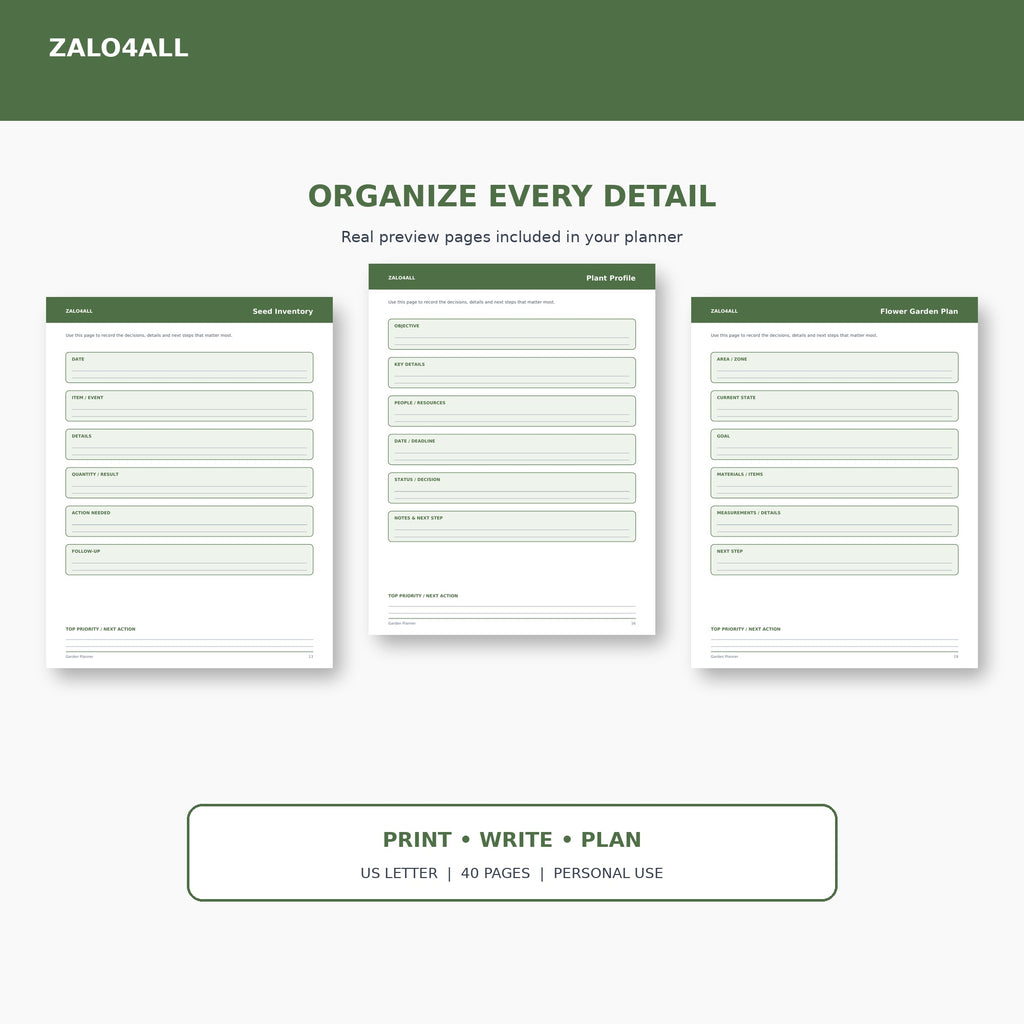 Garden Planner printable planner page preview 2