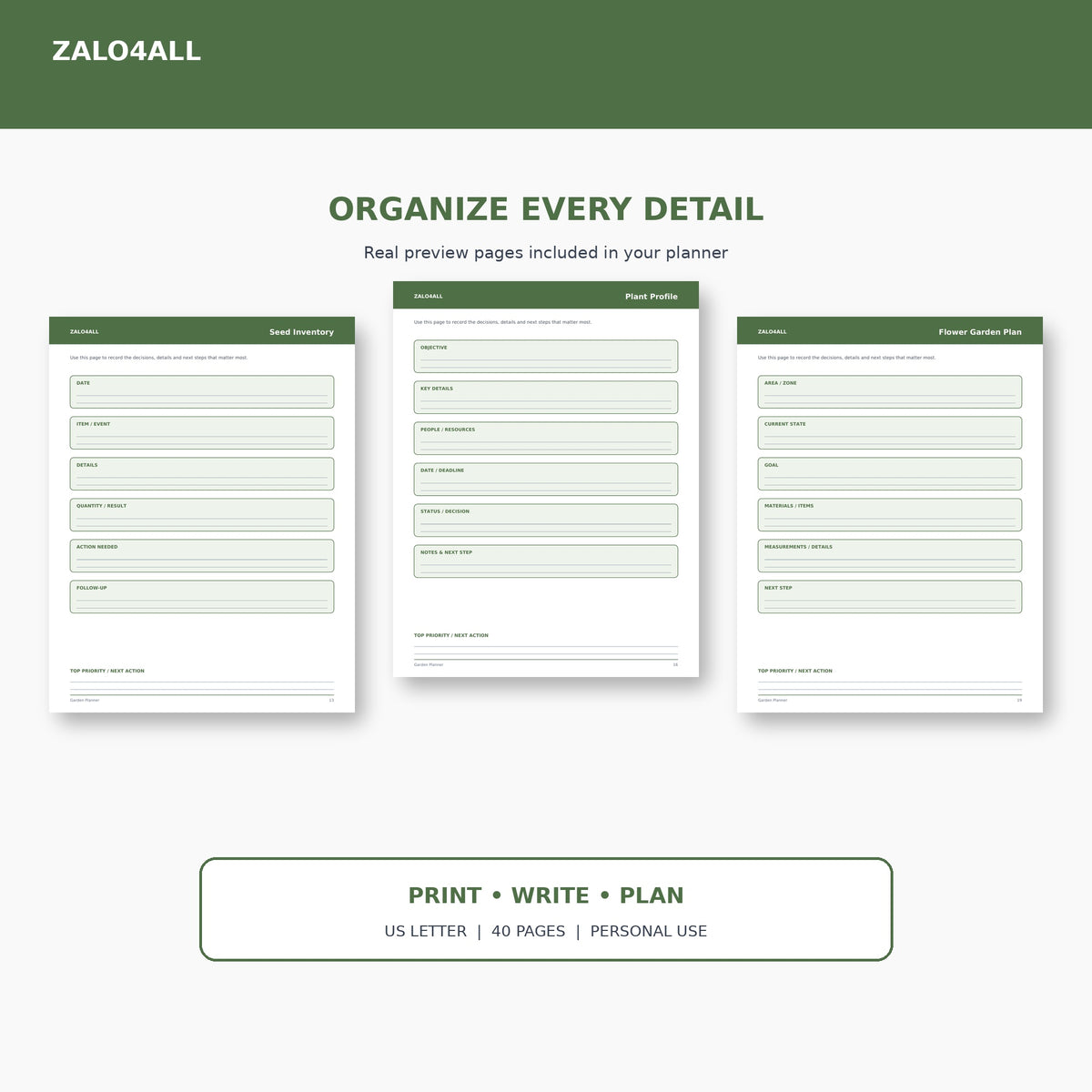 Garden Planner printable planner page preview 2