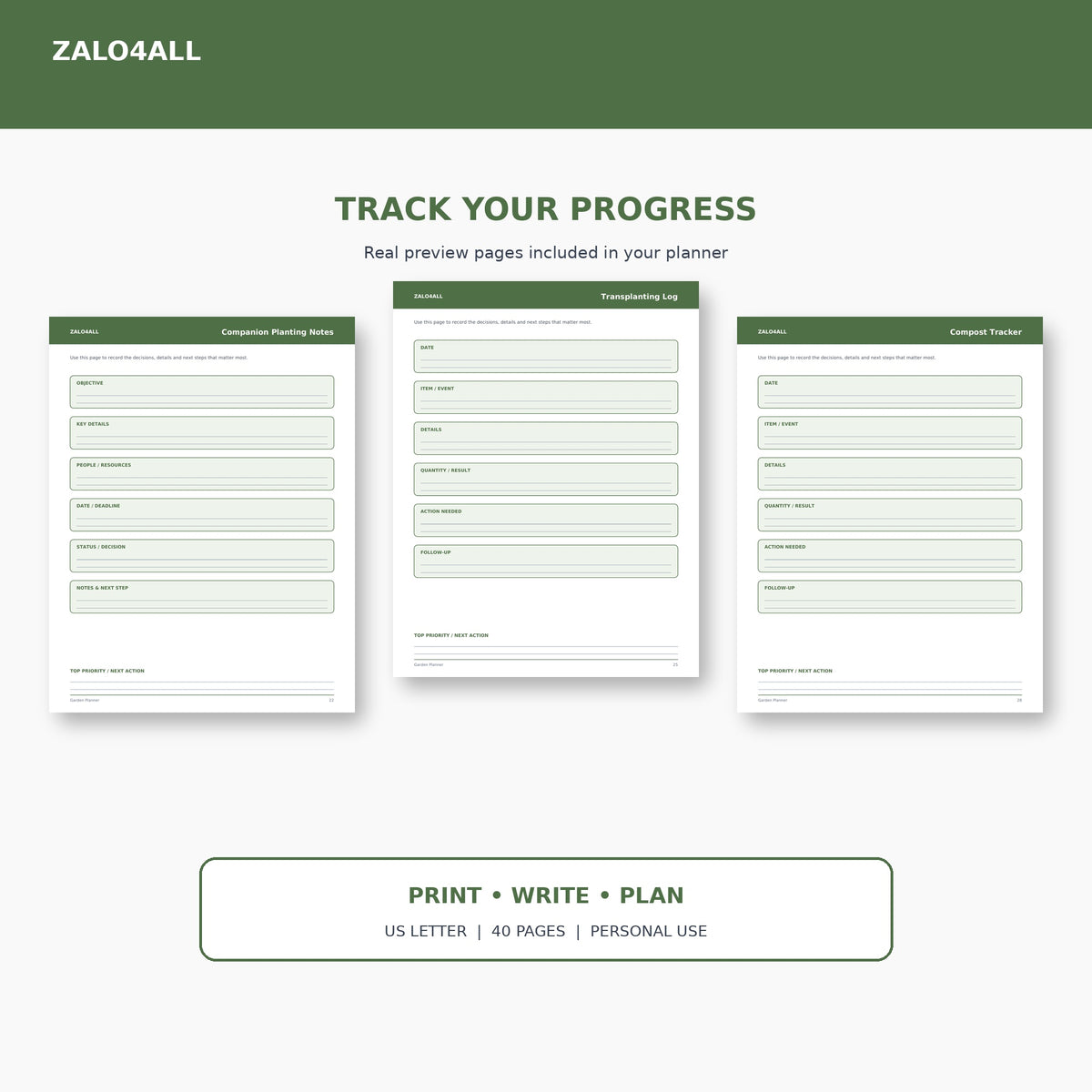 Garden Planner printable planner page preview 3