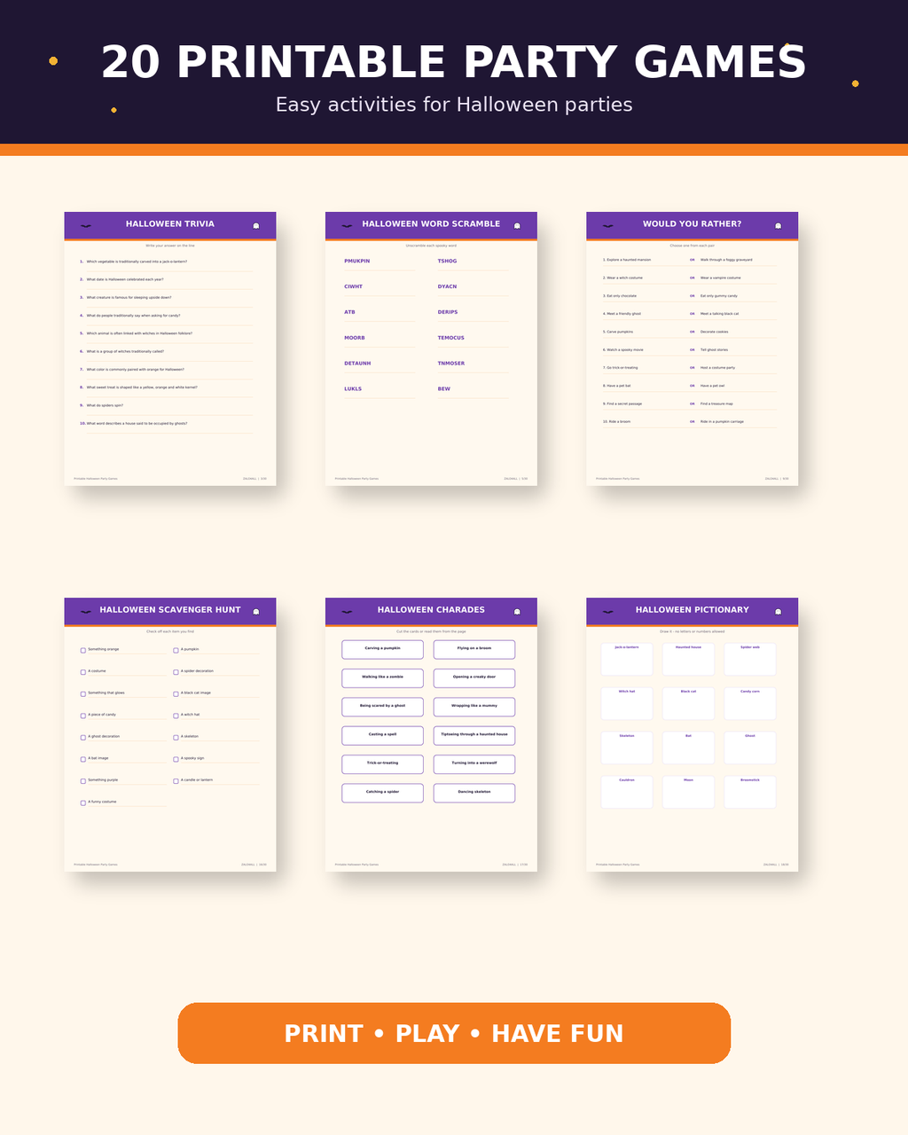 20 Printable Halloween Party Games preview