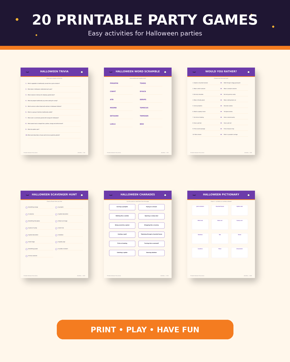 20 Printable Halloween Party Games preview