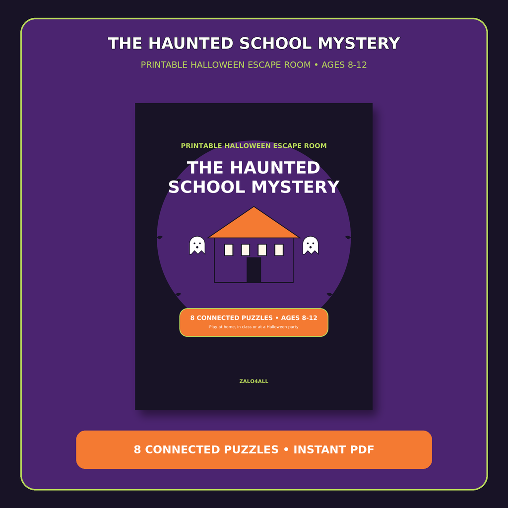 The Haunted School Mystery printable Halloween escape room ages 8-12
