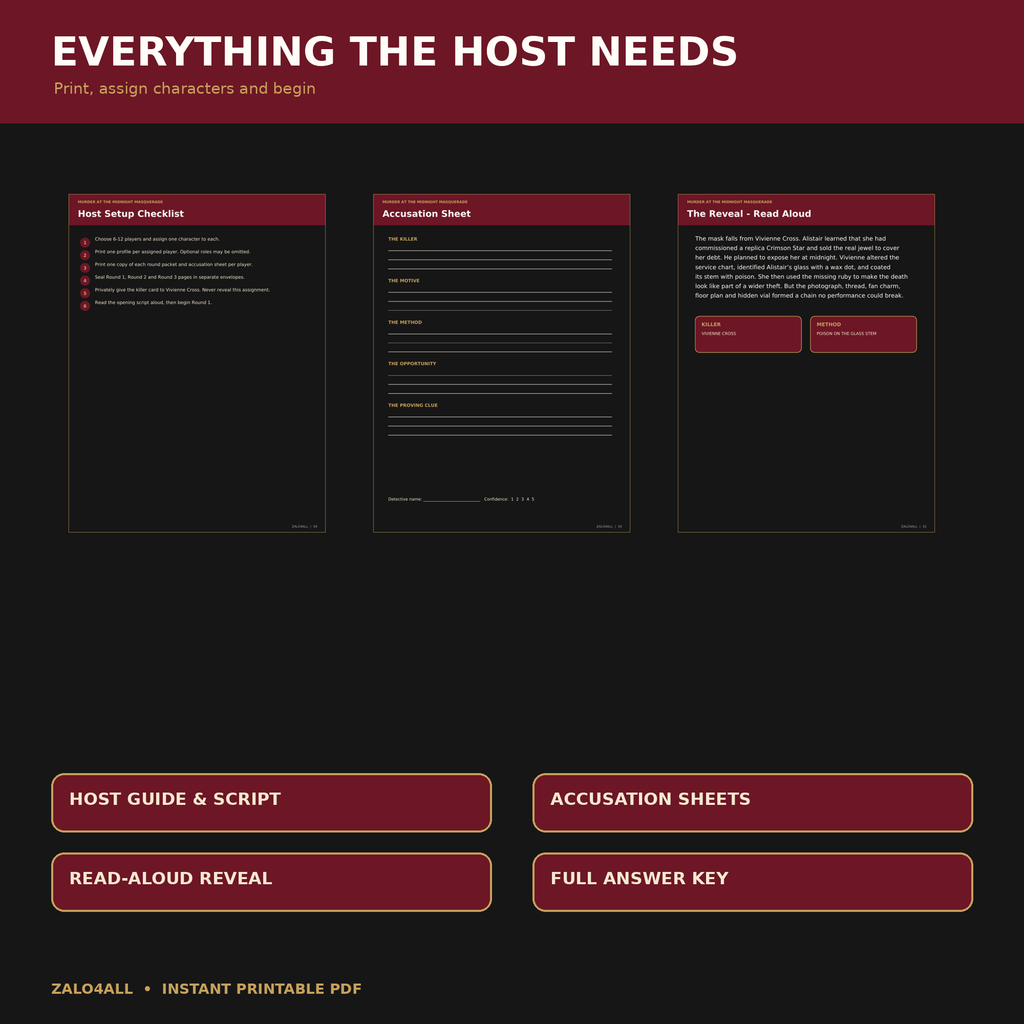 Host guide accusation sheets and reveal