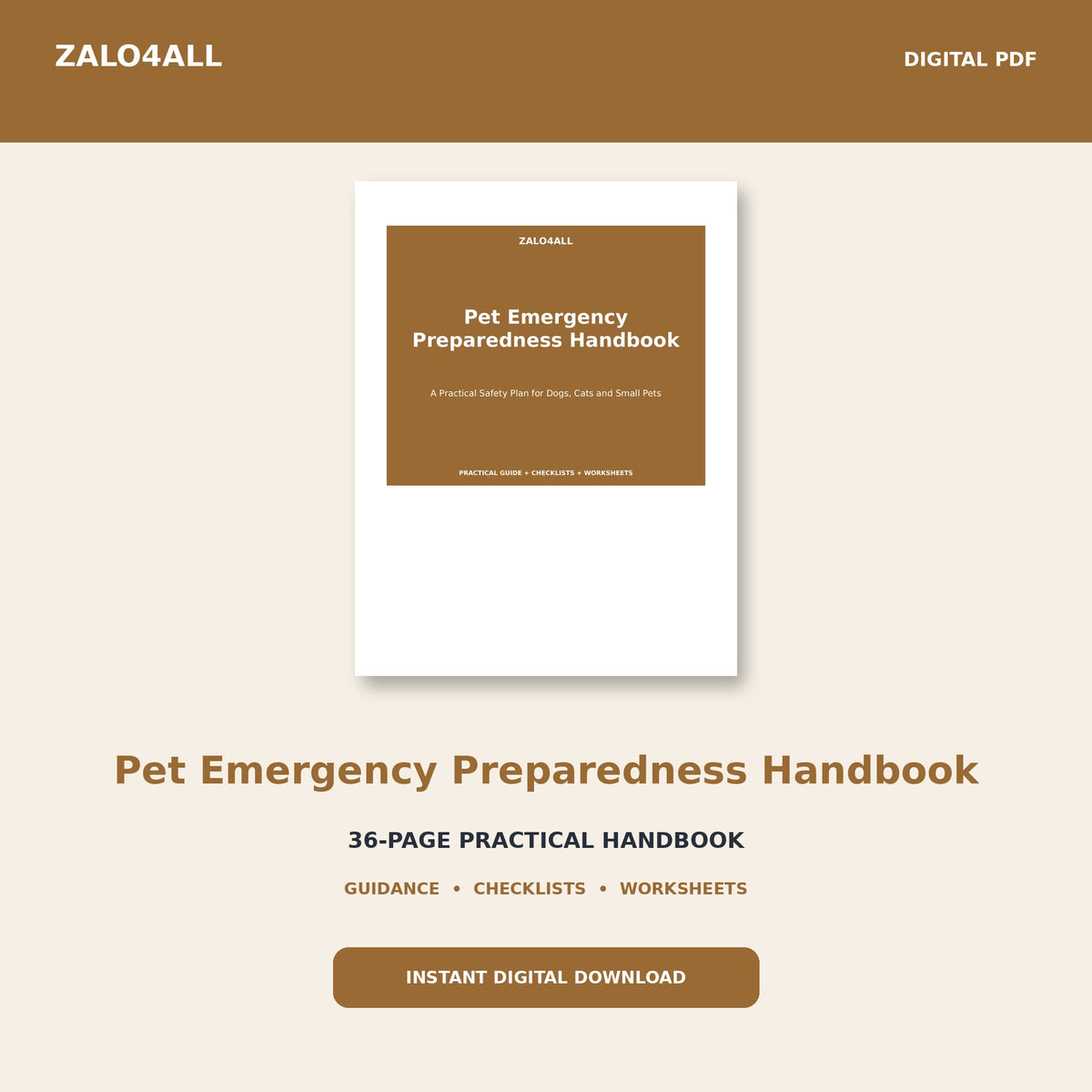 Pet Emergency Preparedness Handbook | 36-Page Printable PDF cover