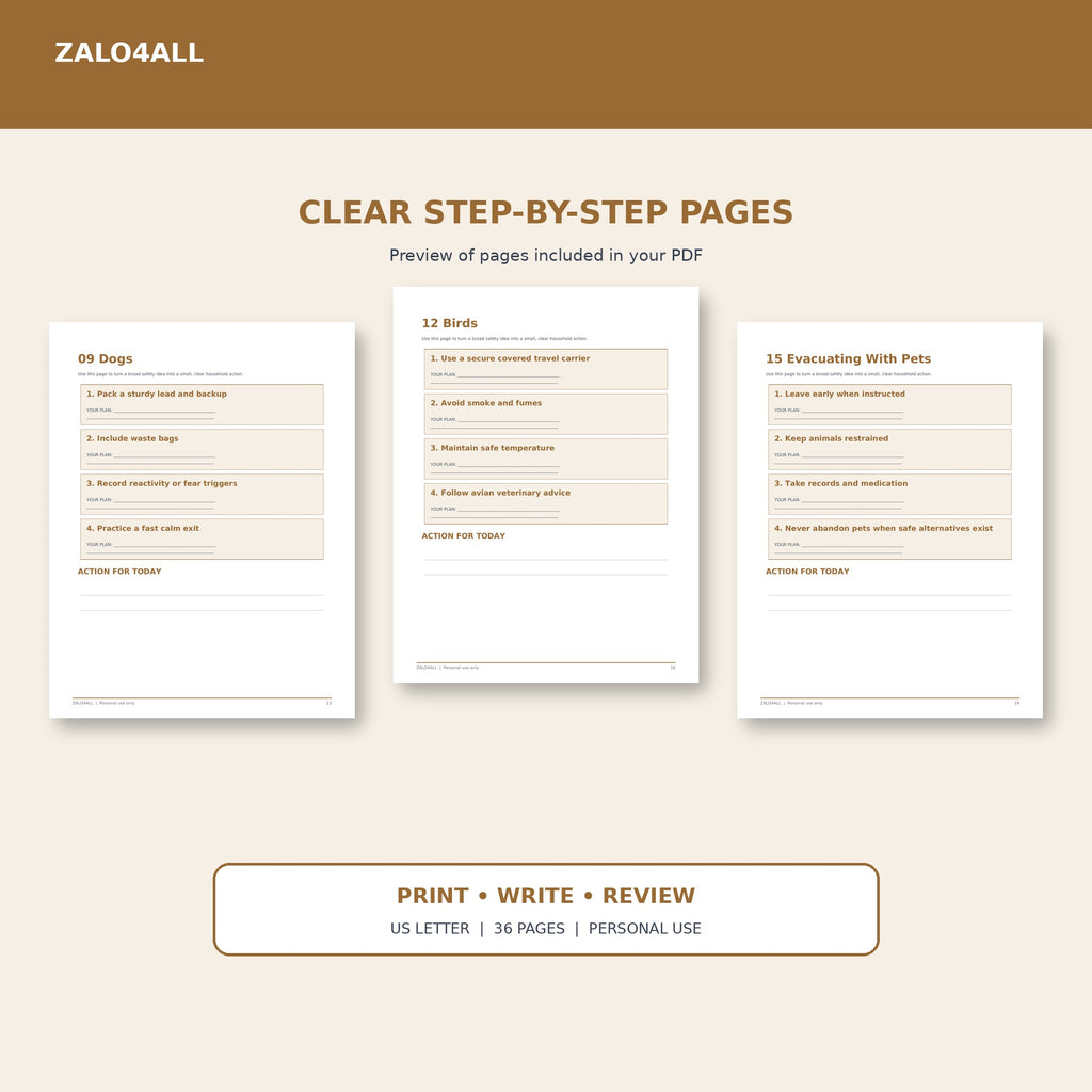 Pet Emergency Preparedness Handbook | 36-Page Printable PDF interior preview 2