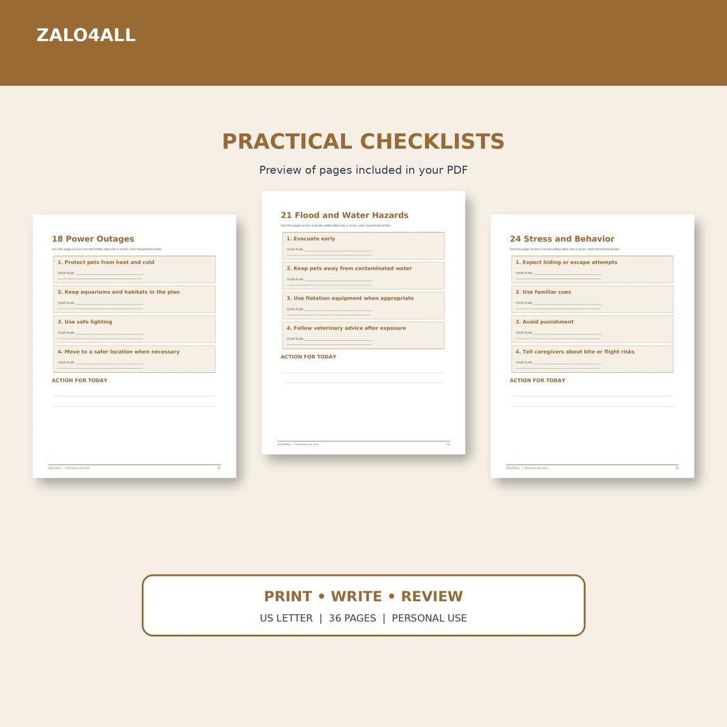 Pet Emergency Preparedness Handbook | 36-Page Printable PDF interior preview 3