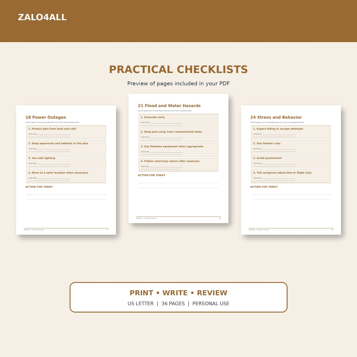 Pet Emergency Preparedness Handbook | 36-Page Printable PDF interior preview 3