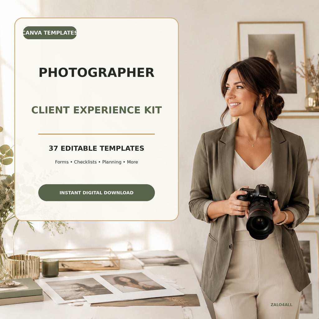Photographer Client Experience Kit | 37 Editable Canva Templates product cover