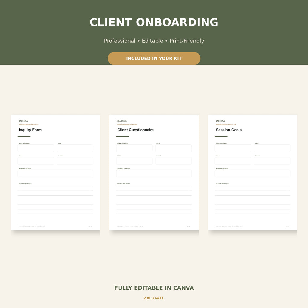 Photographer Client Experience Kit | 37 Editable Canva Templates preview 1
