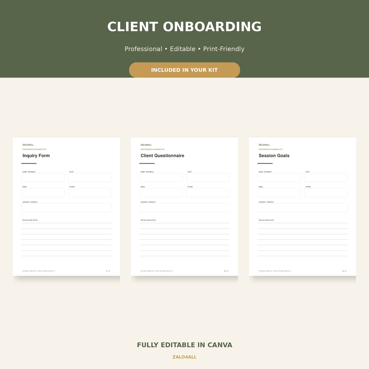 Photographer Client Experience Kit | 37 Editable Canva Templates preview 1