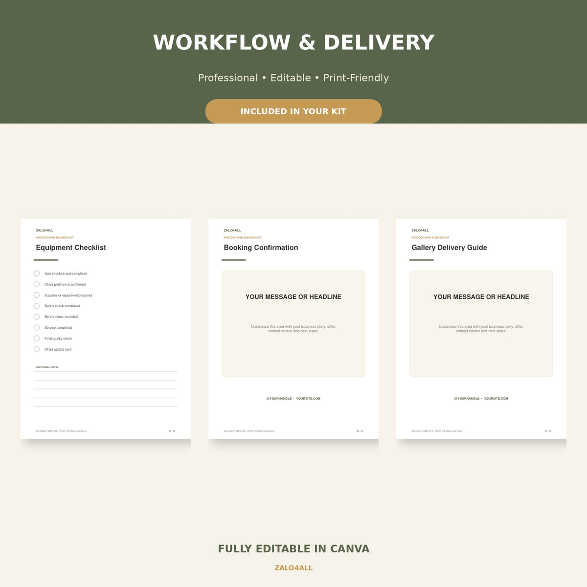 Photographer Client Experience Kit | 37 Editable Canva Templates preview 3