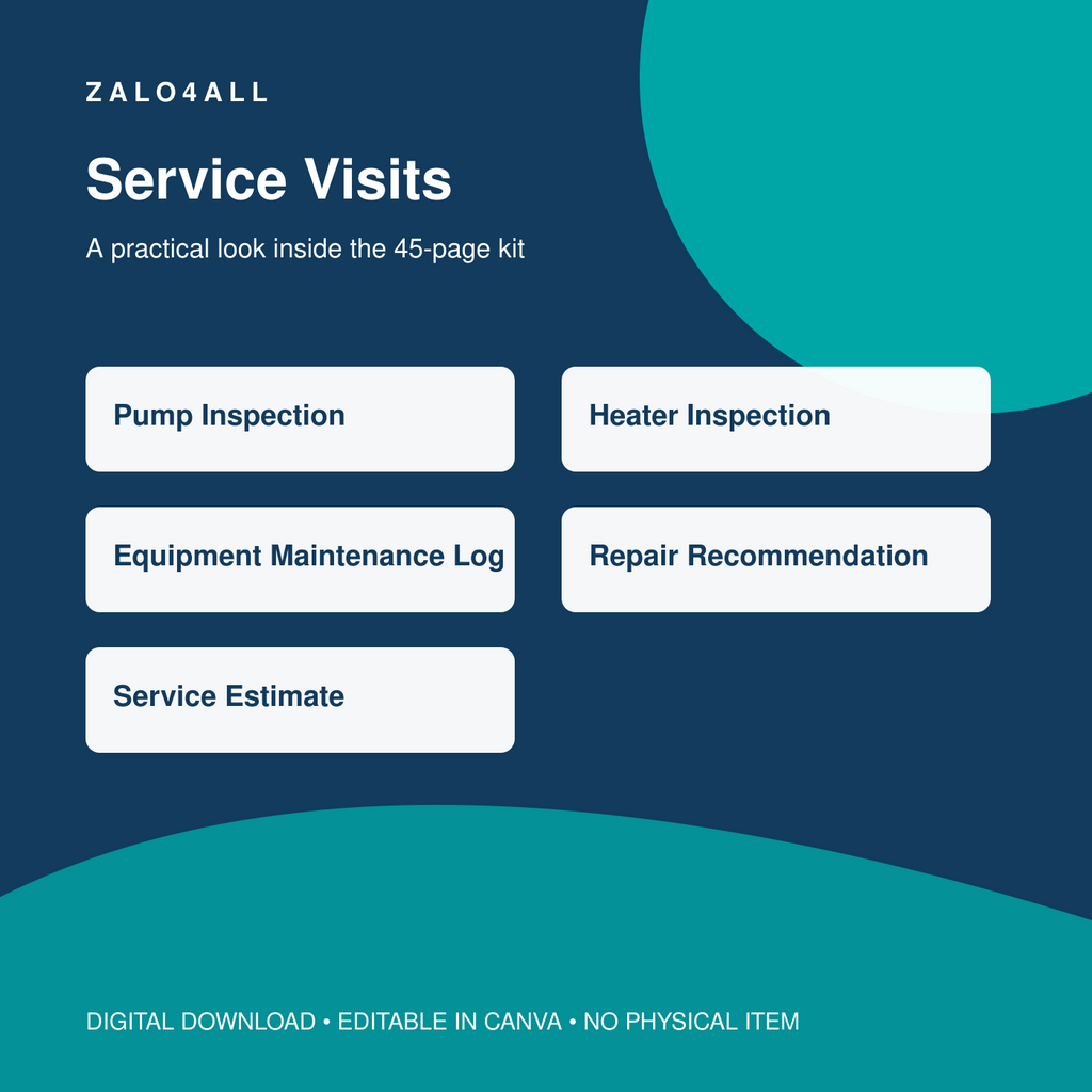 Pool Cleaning Service Business Kit | 45 Editable Canva Templates - template preview 3