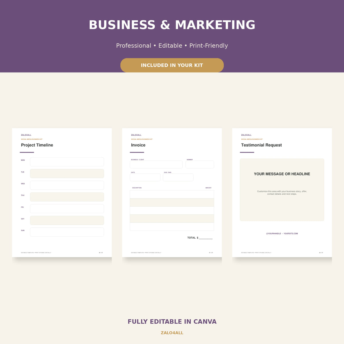 Social Media Manager Client Kit | 37 Editable Canva Templates preview 4