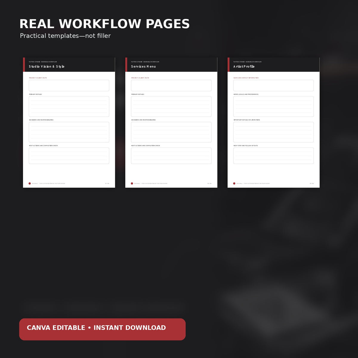 Tattoo Studio Client Experience Kit | 50 Premium Canva Templates – template preview 1