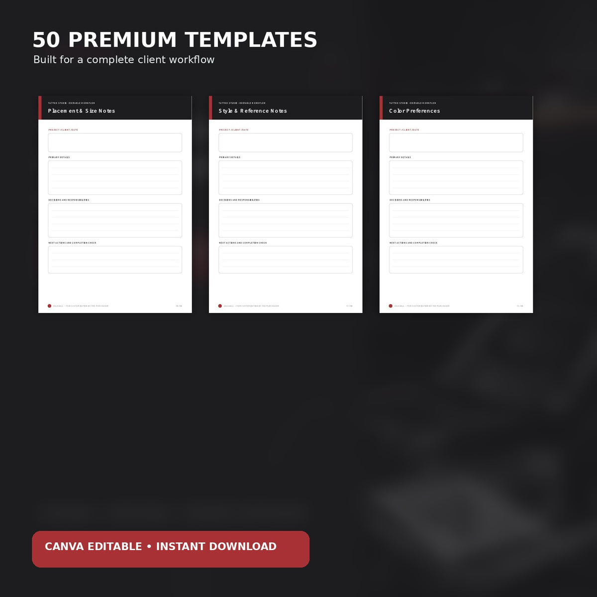 Tattoo Studio Client Experience Kit | 50 Premium Canva Templates – template preview 4